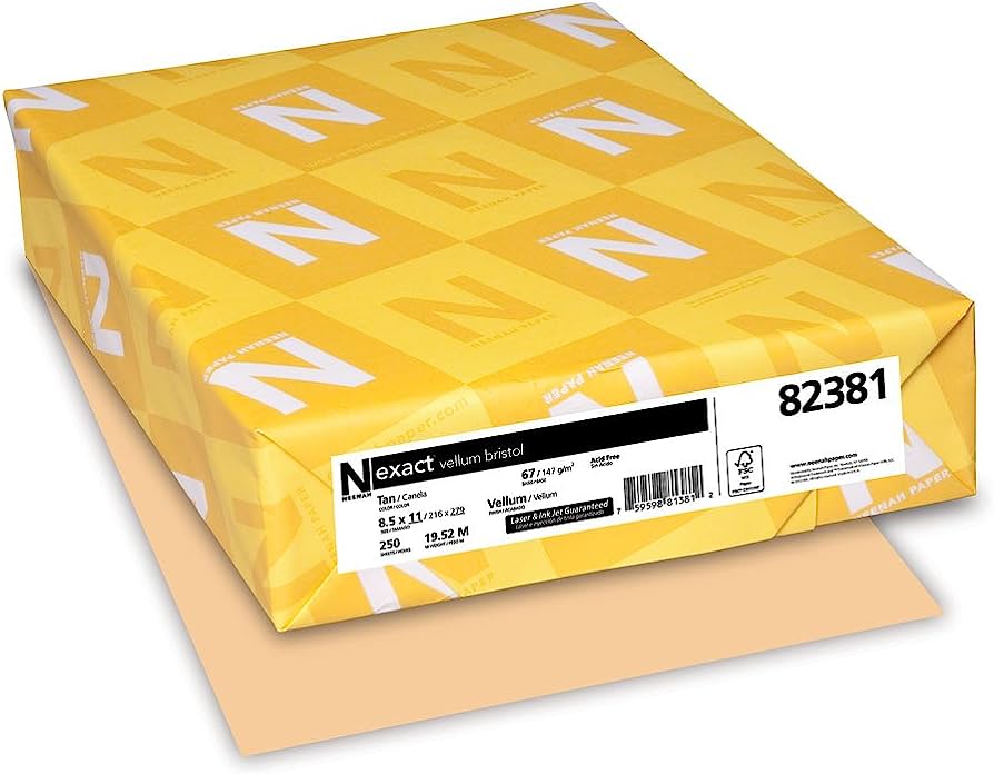 Neenah Paper® Exact Vellum Bristol Tan 67 lb. Card Stock 8.5x11 in. 250 Sheets per Ream